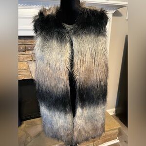 Lumiere Black and Gray Faux Fur Vest